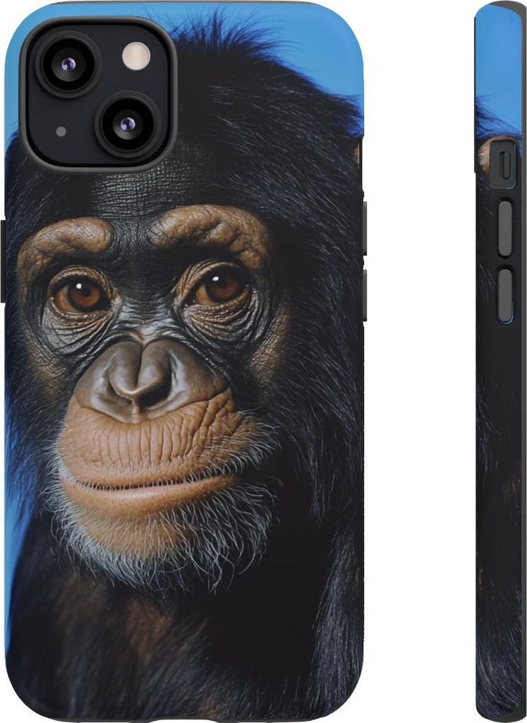 Affenporträt vor blauem Hintergrund – Handyhülle Kompatibel mit iPhone 13