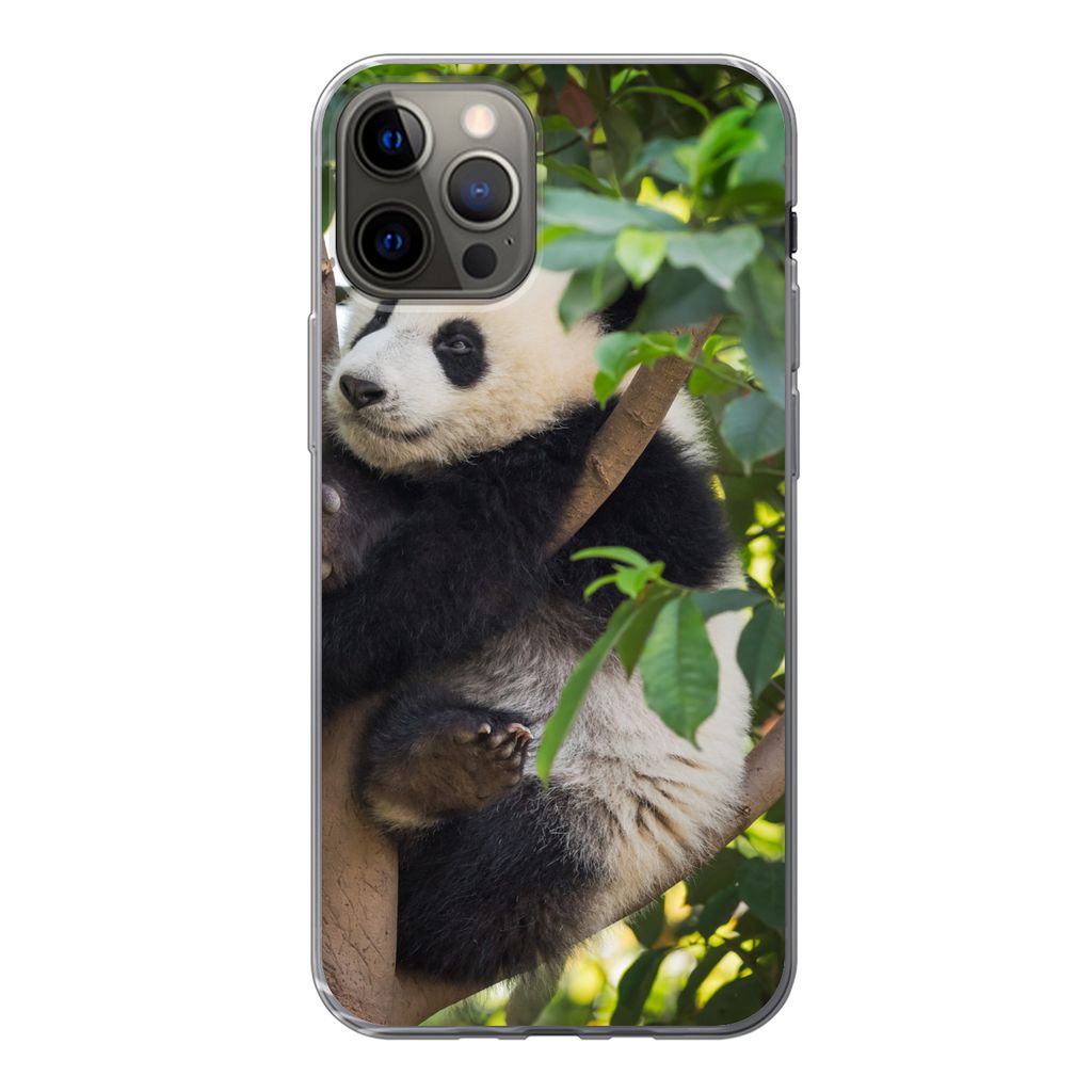 MuchoWow Handyhülle Schutzhülle Hülle für iPhone 13 Pro Panda - Tier - Baum Silikon Softcase Handy Hülle - Handy-Tasche