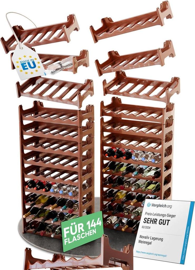 Novaliv Flaschenregal für 144 Flaschen | Weinregal braun | Produktbild 