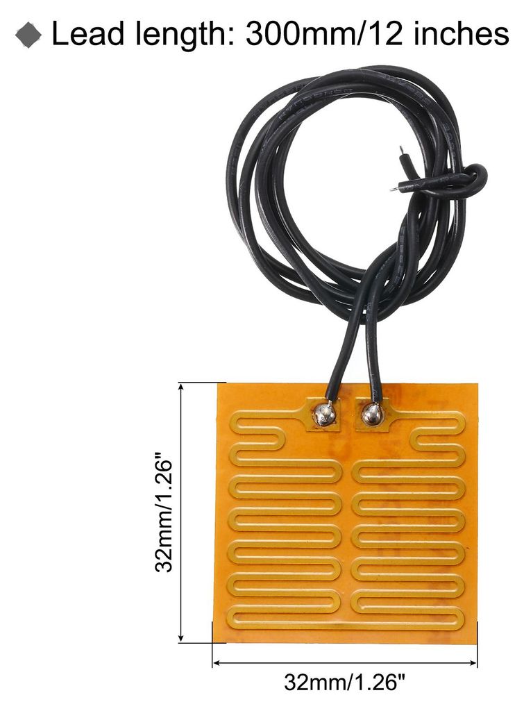 Heizfolie Heizplatte, 4,2W 5V Polyimid Heizpad, selbstklebende PI Heizelemente Folie 32mmx32mm Heizstreifen fš¹r konstante Temperatur, Packung mi...