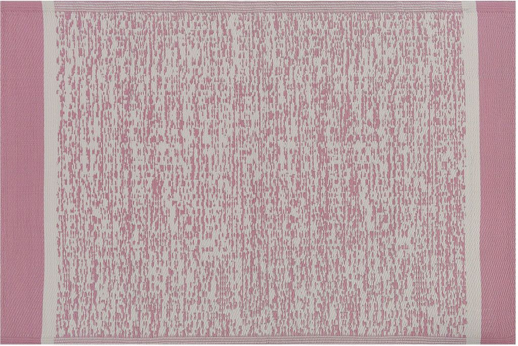 BELIANI Teppich Rosa/Weiß Polypropylene 120 x 180 cm Outdoor Indoor Matte mit modernem Muster Rechteckig Kurzflor Gartenaccessoires Terrasse Wohnz...