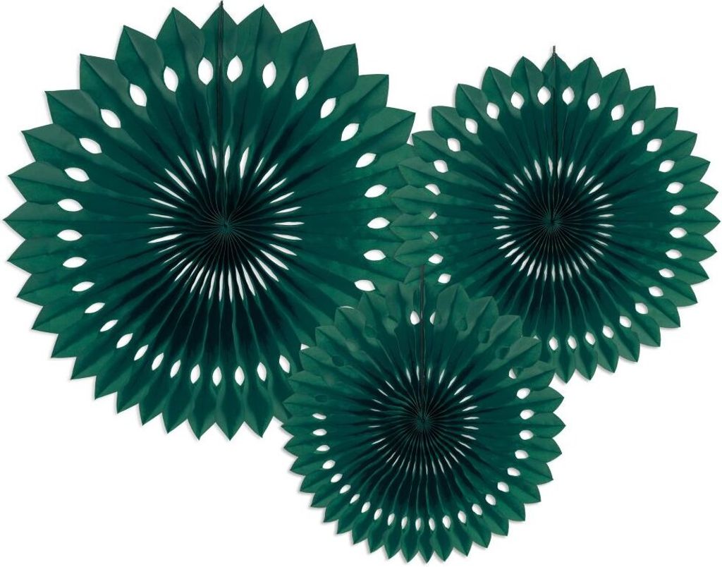 Deko-Rosetten, dunkelgrün, 20-30cm (1 Packung / 3 Stk.)