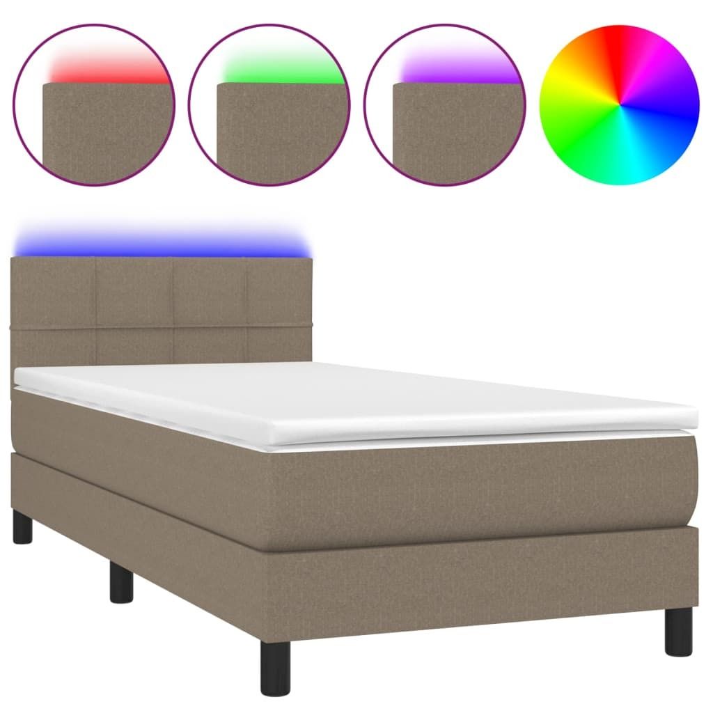vidaXL Boxspringbett mit Matratze & LED Taupe 90x190 cm Stoff