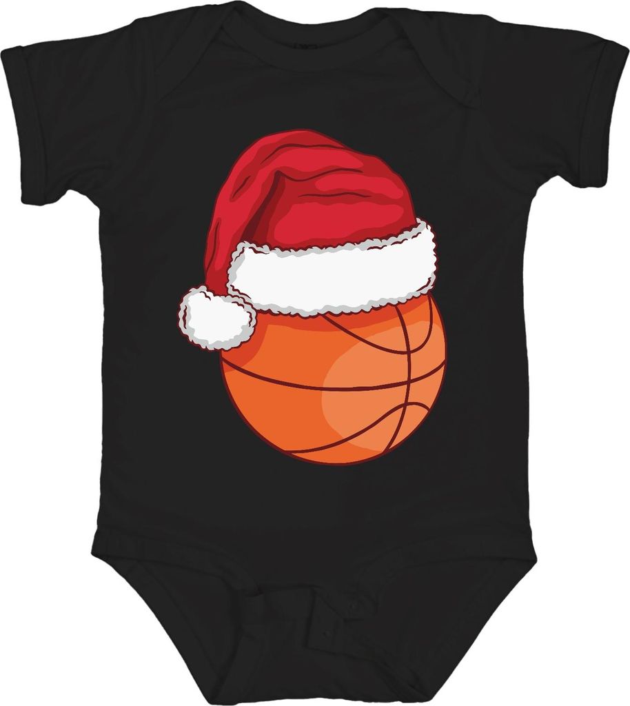 Basketball Weihnachtsmütze - Weihnachten Weihnachtsgeschenk Christmas Unisex Baby Body, Schwarz, 0/3