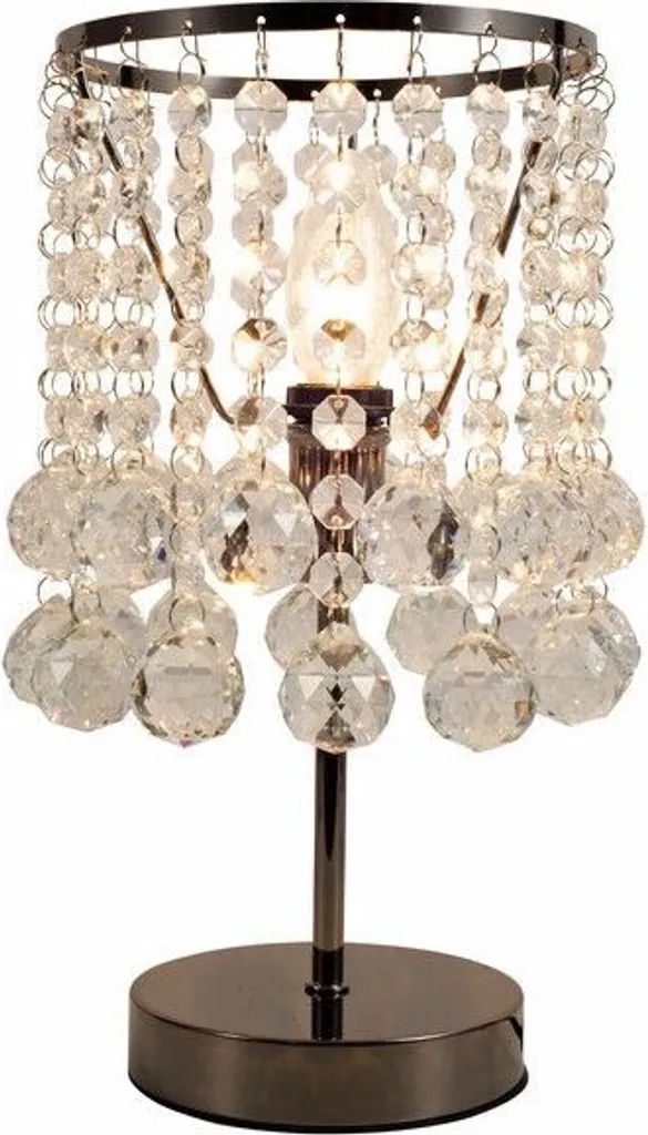 Lampe de table London Crystal Reality chrome foncé 33cm 1xE14 métal