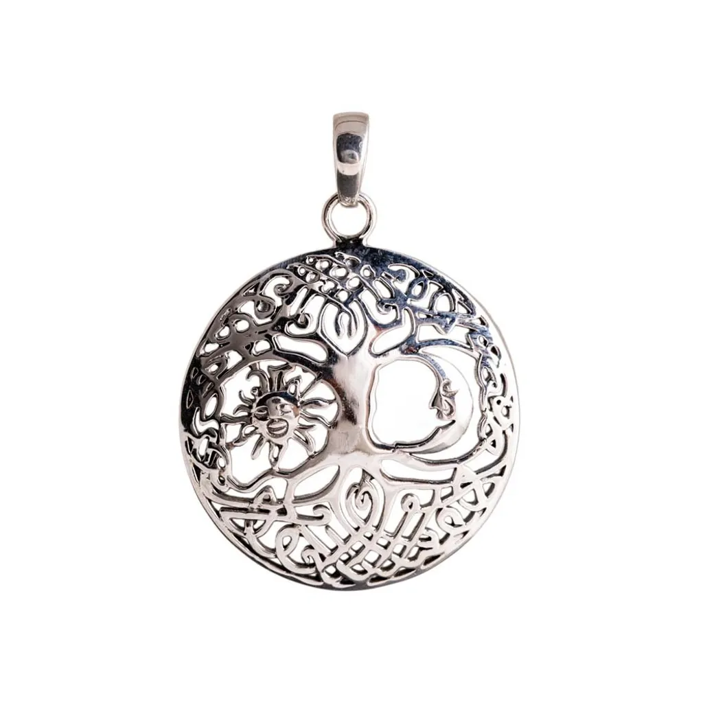 Bijou Yggdrasil Anti-Allergie : Pendentif Soleil Lune Argent Durable 925