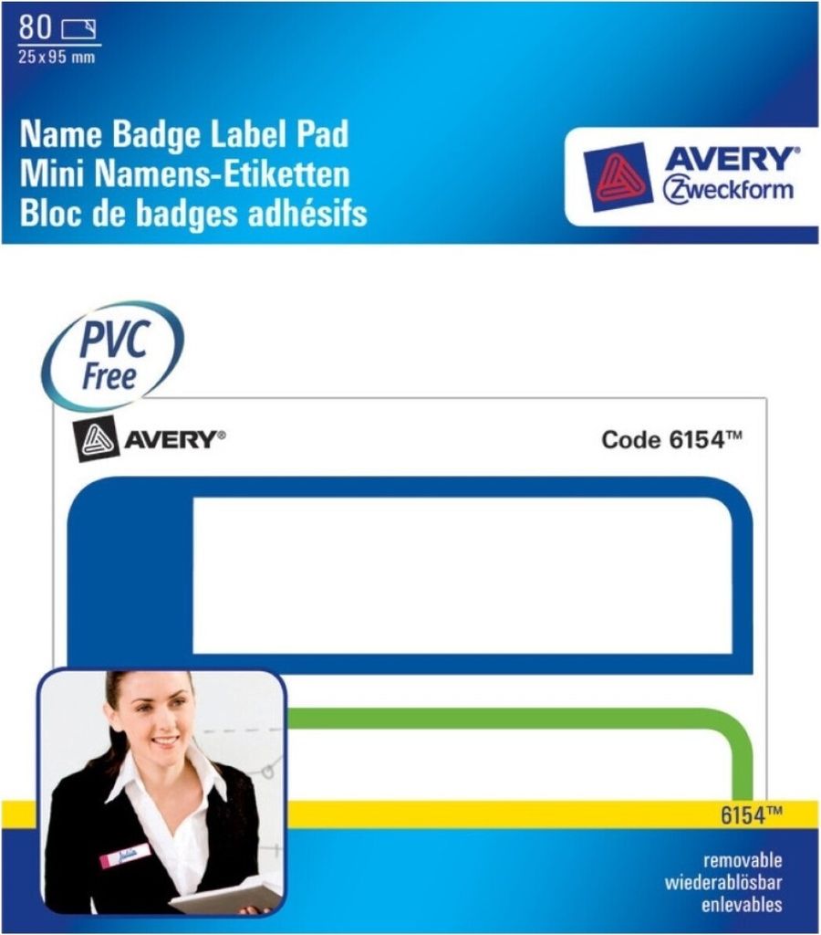 80x Namens-Schilder im Block 25x95mm Weiß Rahmen Blau/Grün