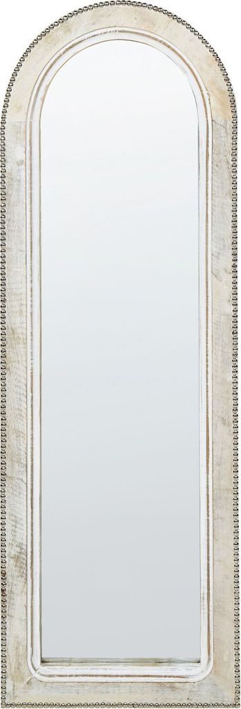 BELIANI Wandspiegel Cremeweiß Mangoholz Rahmen 31 x 91 cm Used Look Wohnaccessoire Wanddeko für Wohnzimmer Schlafzimmer Flur