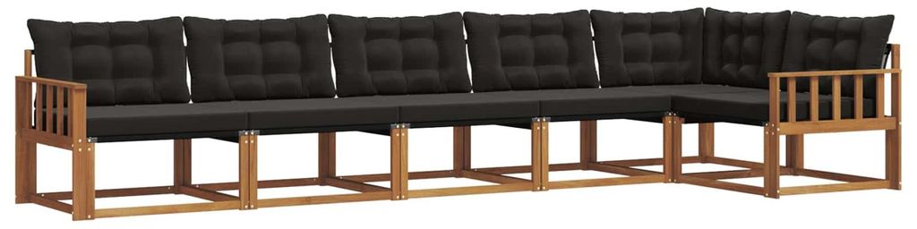 vidaXL Outdoor-Sofagarnitur mit Kissen 6 pcs Natürlich und Schwarz