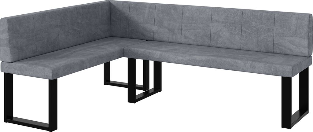 MEBLINI Eckbank für Esszimmer - Küchenbank - Essecke - Sitzecke Küche - PETER - U-Beine 142x196x87cm Links - Grau Samt