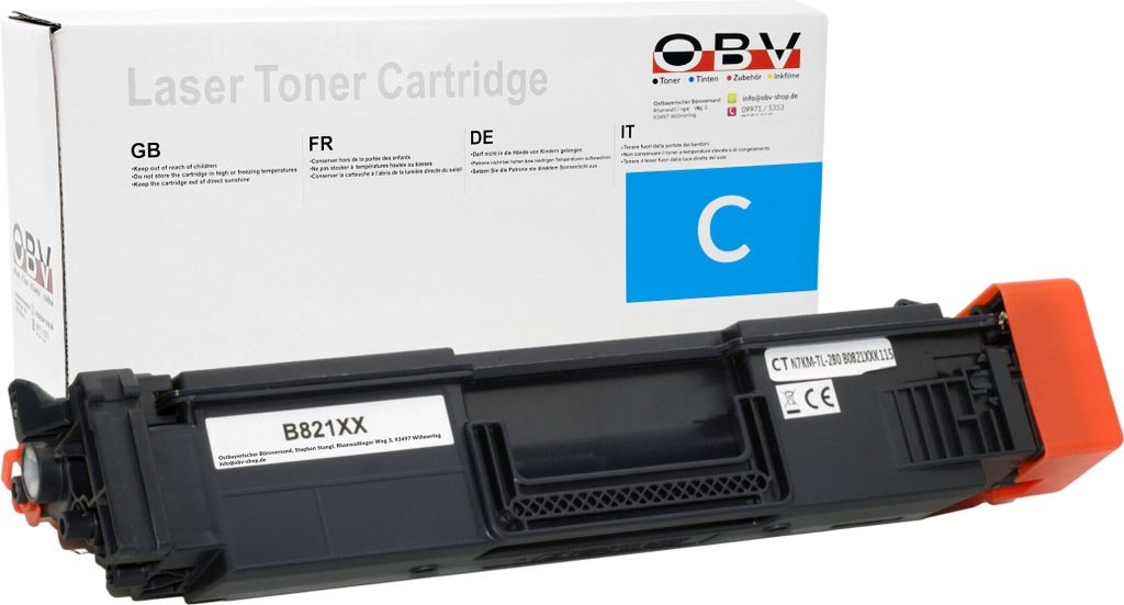 OBV Kompatibel 821XXL TN-821XXLC Toner passend für Brother Brother HL- L9430 L9470 L9630 L9635 L9670 - cyan 12000 Seiten Seiten