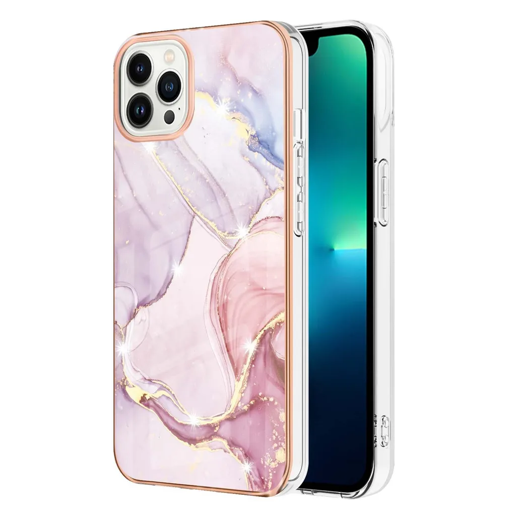 Custodia iPhone 15 Pro Max Marmo Rosa Antiurto Sottile TPU Bumper