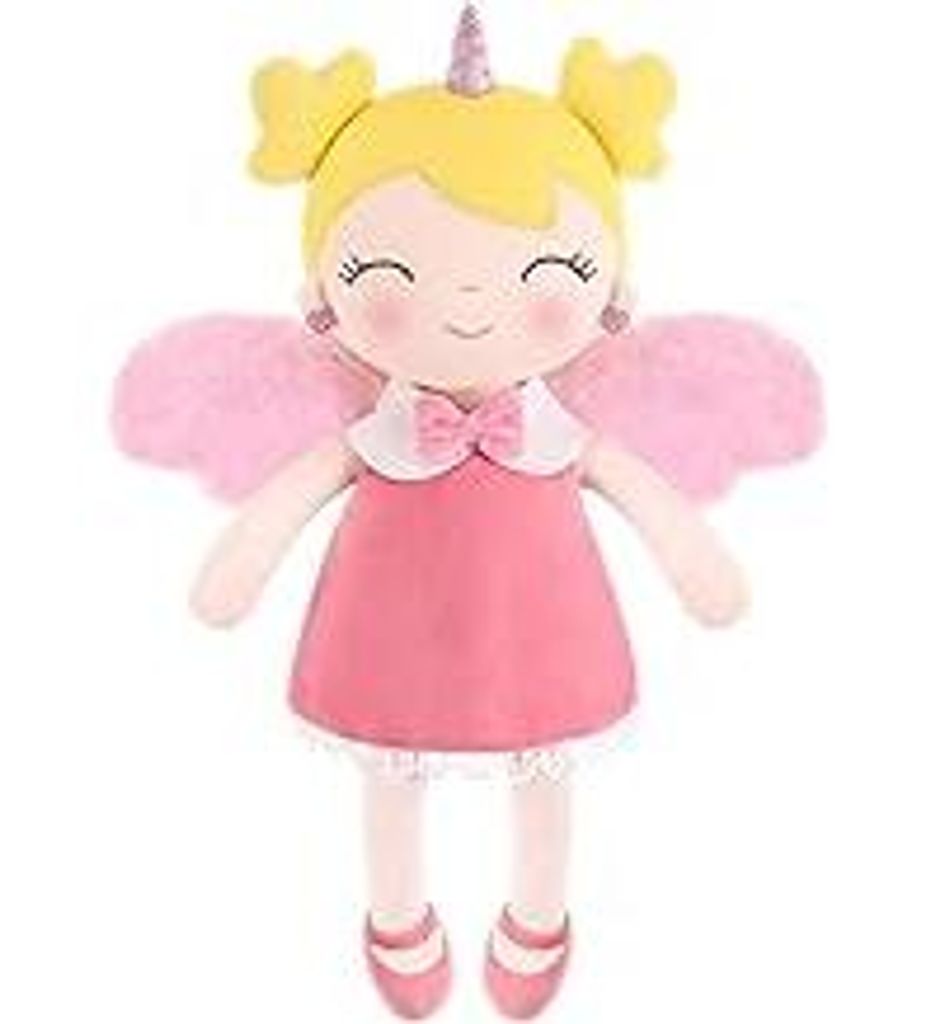 GAGAKU Weiche Stoffpuppe 40cm Einhorn Schutzengel Puppen, Taufe Geschenk Taufgeschenke für Mädchen Baby mit Flügeln Kuschelpuppe Glücksbringer ...