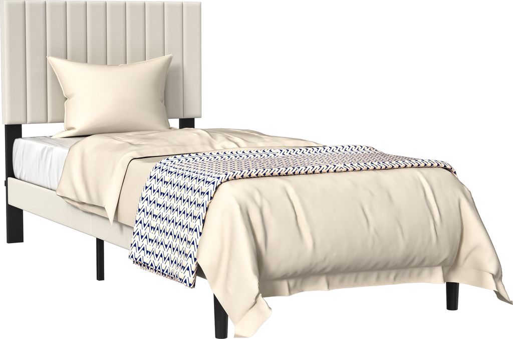 XMTECH Polsterbett 140 x 200 cm Doppelbett mit Kopfteil, Stabiler Bettrahmen mit Lattenrost, Gepolstertes Bettgestell, Samt, Ohne Matratze, Beigegelb