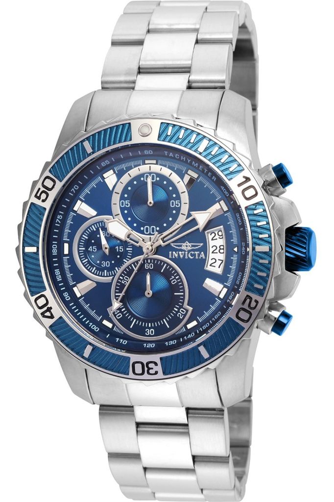Invicta Pro Diver - SCUBA 22413 Herren uhr - Wasserdicht - Analog - Quarzuhrwerk - Edelstahl mit blauen zifferblat - 45mm