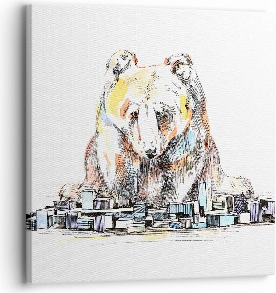 Bild auf Leinwand - Leinwandbild - Bär Spielzeug Spiel Illustration - 30x30cm - Wand Bild - Wanddeko - Leinwanddruck - Bilder - Kunstdruck - Wandd...