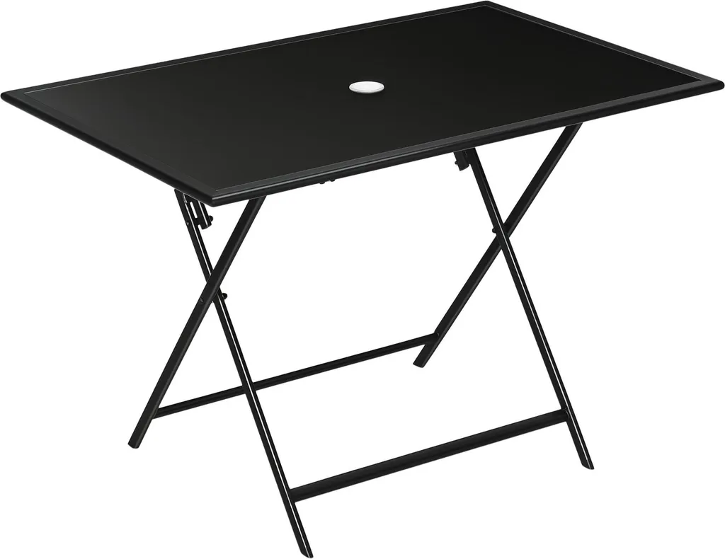 Table de jardin en verre trempé pliable noire pour 6 convives Outsunny