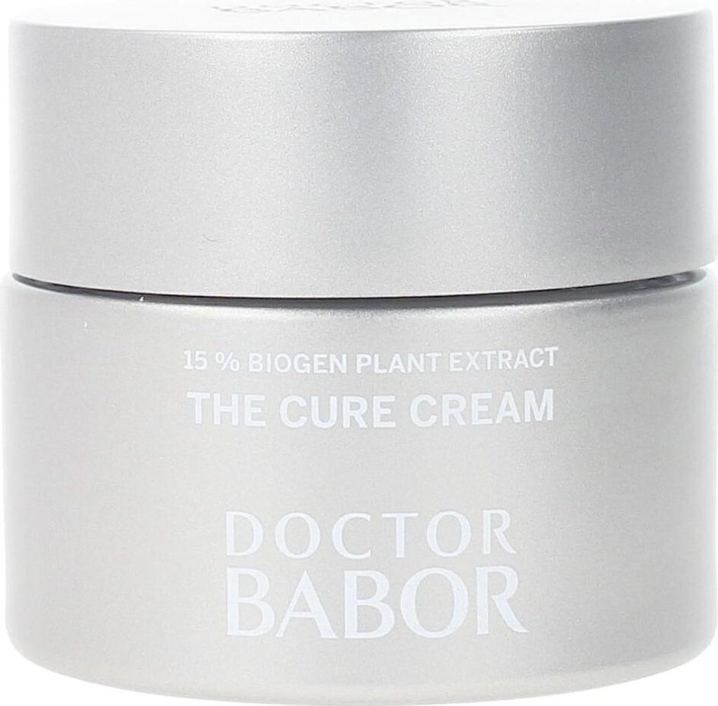A silver jar of Babor The Cure Cream is shown against a white background.