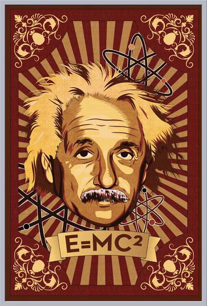 Cadre Photo Einstein pour Bureau - Décoration Murale Argentée HD