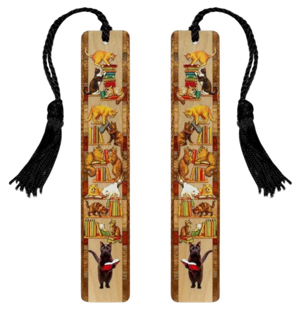 1/2/3-teiliges Lesezeichen-Set mit Kätzchenmotiv: Niedliche Lesezeichen aus Holz mit Quasten und Katzenmotiv – ein lustiges Geschenk für Männe...