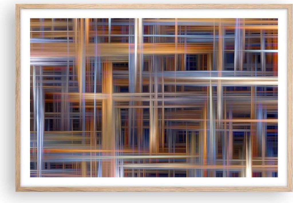 Gerahmtes Poster - Rahmen in heller Eiche - Abstraktion modern - 91,5x61 cm - Wand Bild - Wanddeko - Wandbilder - Wandposter - Bilderrahmen - Bilde...