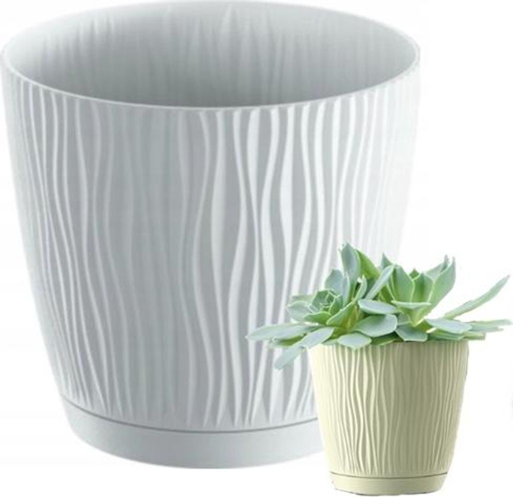 Kvetináč Sandy s miskou biely 16,8 cm Obrázok produktu 
