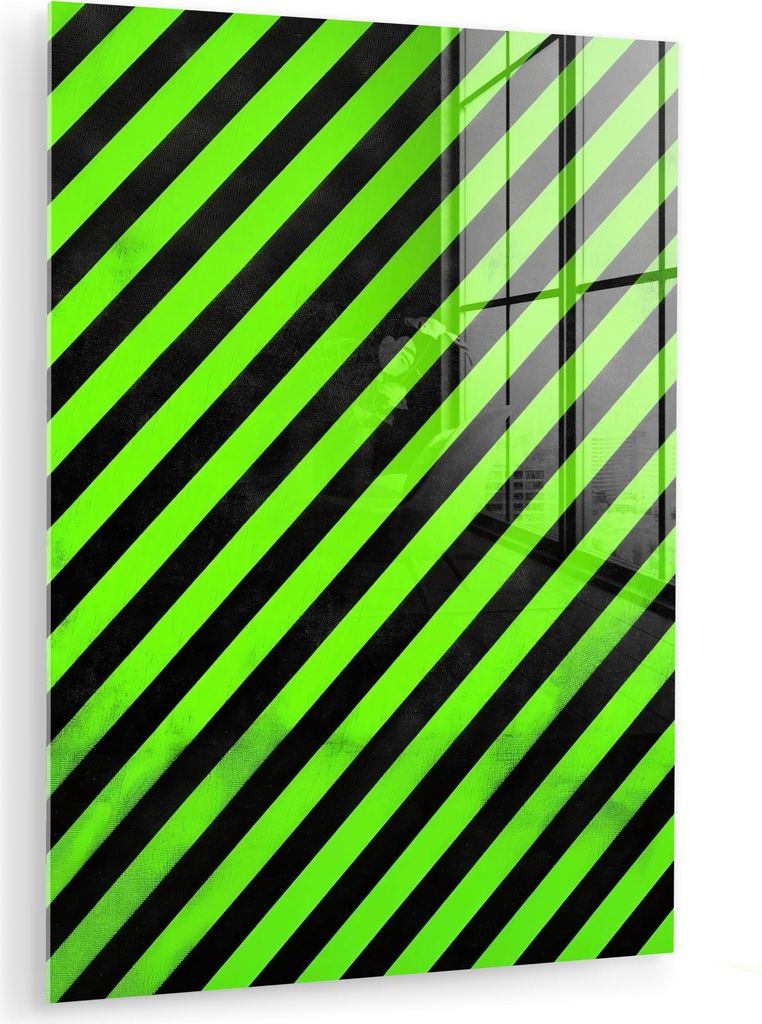 MuchoWow Glasbilder - Bilder auf Wandbild - Foto auf Glas Gaming - Streifen - Gewinkelt - Grün 30x40 cm Wanddekoration aus Glas - Acrylglasbild - ...