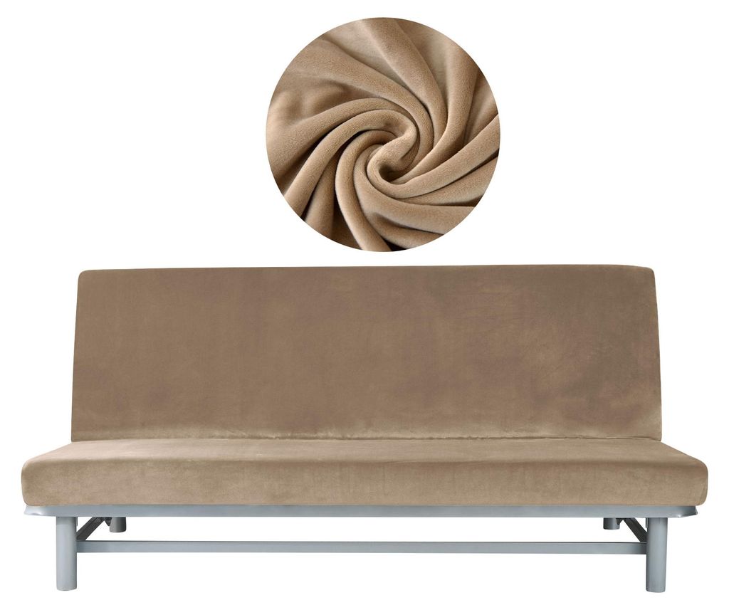Elastischer Velours-Bezug für Schlafsofa / Couch 190–210 cm Produktbild 