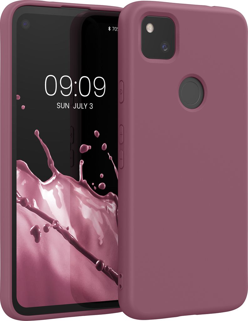 kwmobile Hülle kompatibel mit Google Pixel 4a Hülle - gummierte TPU Silikon Handyhülle - Schutzhülle für kabelloses Laden - Case in Dark Rose