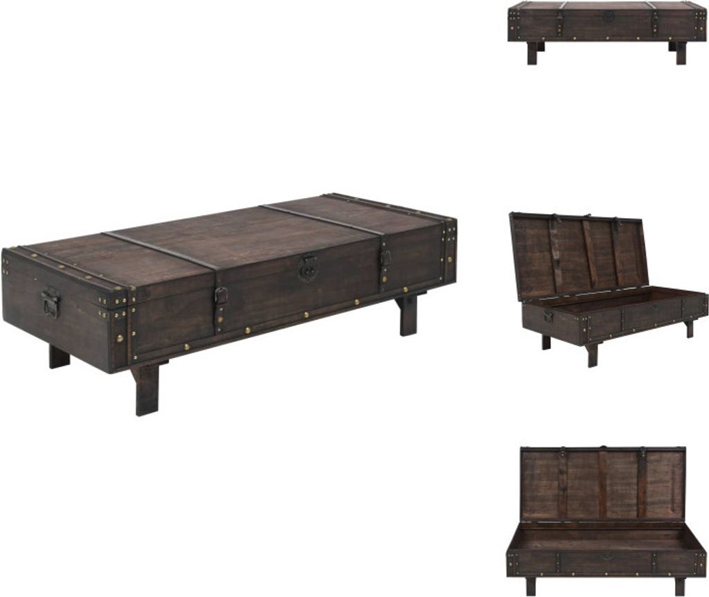 vidaXL Couchtisch Massivholz Vintage-Stil 120 x 55 x 35 cm - Couchtische