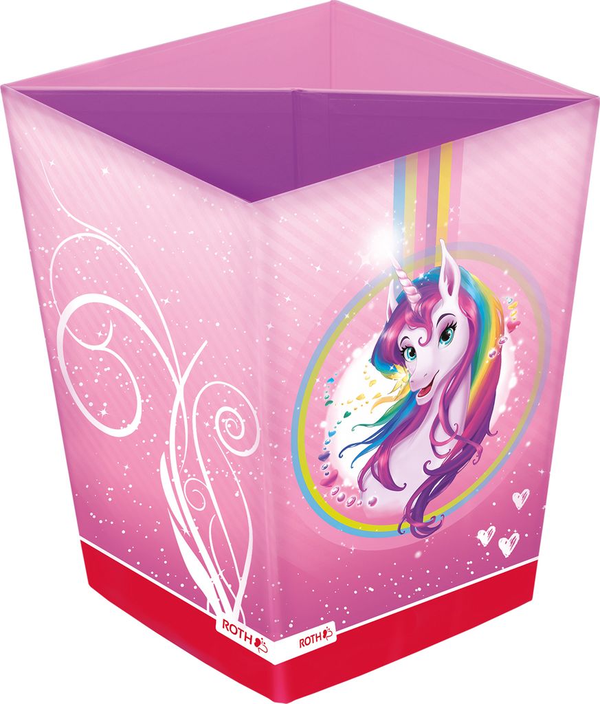 ROTH Papierkorb - Einhornportrait, Faltbarer Einhorn Papierkorb mit Trennsystem aus Pappe fürs Kinderzimmer