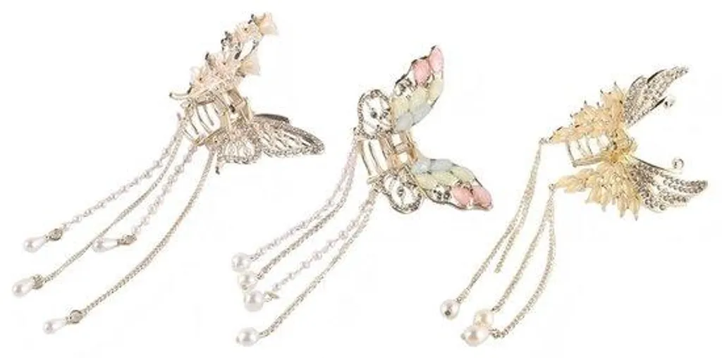 Barrettes avec Protection Cheveux en Tissu Non-tissé - Éclat Strass et Perles