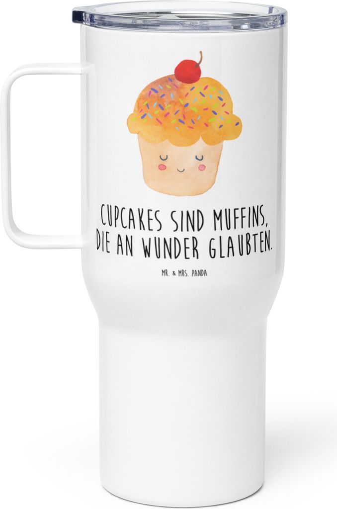 Mr. & Mrs. Panda Teetasse Cupcake - Weiß - Geschenk, thermosbecher, Teebecher, Kaffee-to-go-Becher, Thermobecher, Cupcakes, Edelstahl Tasse, Wunde...