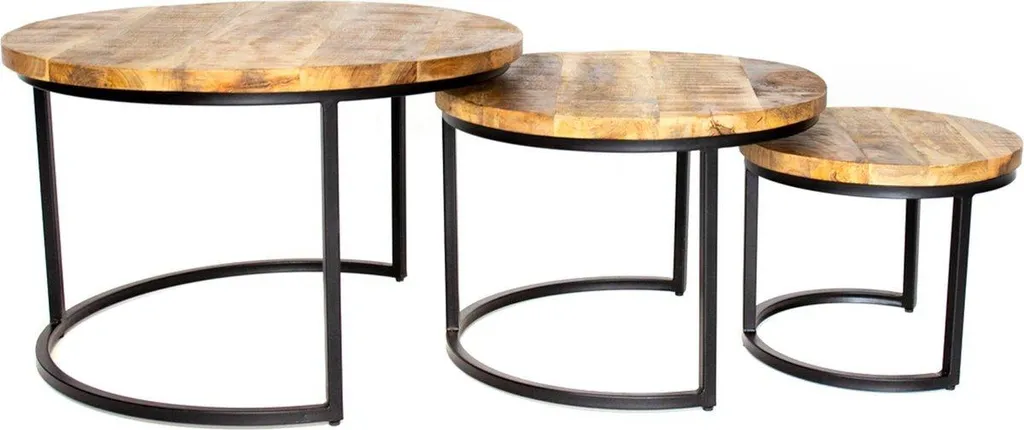 Table Basse Bolt Edge Peu Encombrante Lot de 3 pour Salon Industriel