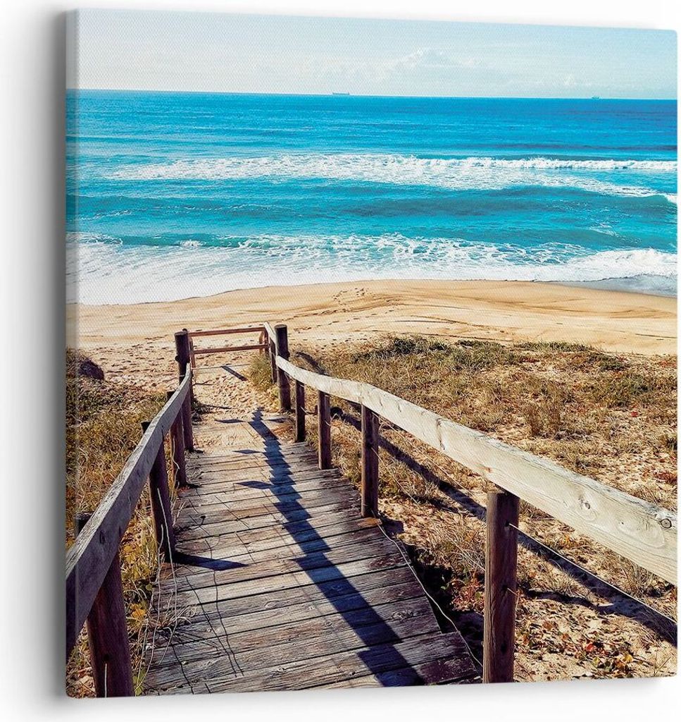 Bild auf Leinwand - Leinwandbild - Einteilig - Meer Strand Eintritt - 40x40cm - Wand Bild - Wanddeko - Wandbilder - Leinwanddruck - Bilder - Wandde...
