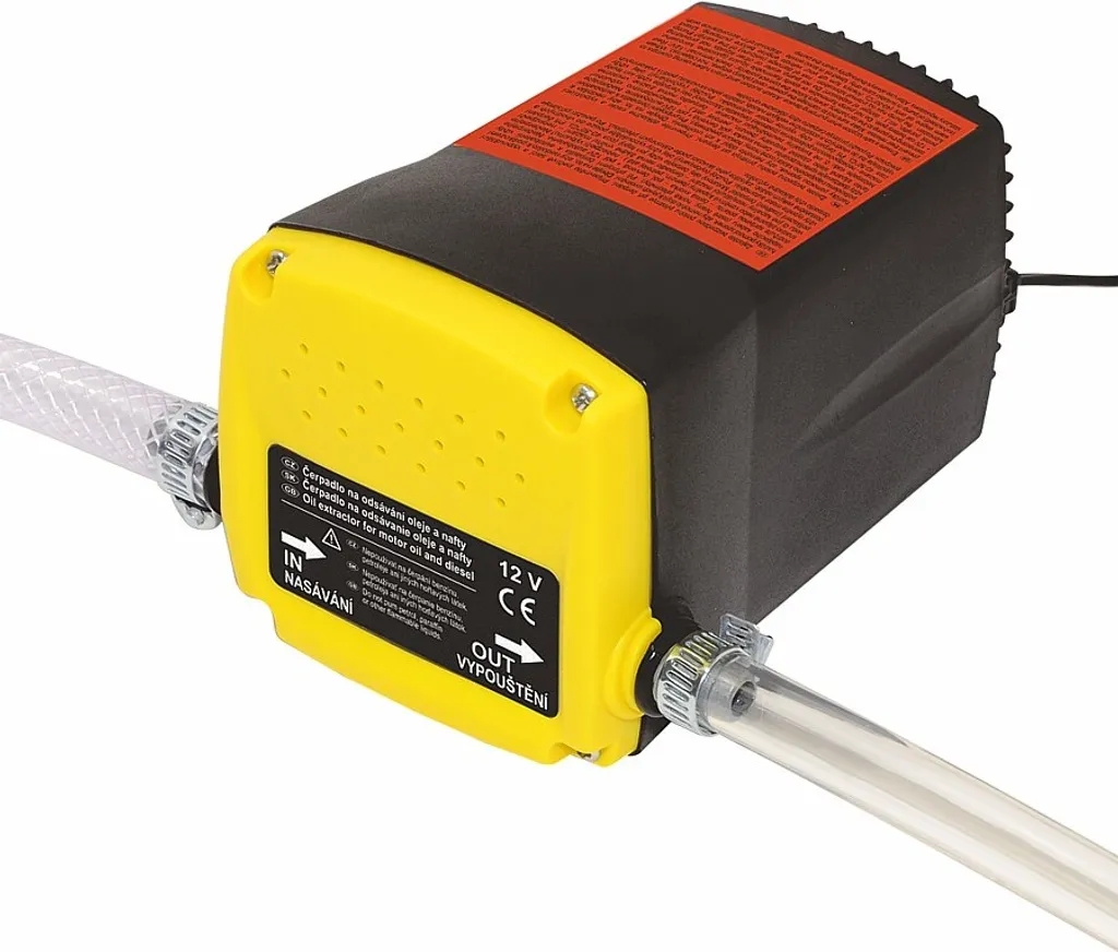 Pompe à gasoil 12V compacte avec pinces batterie pour vidange propre