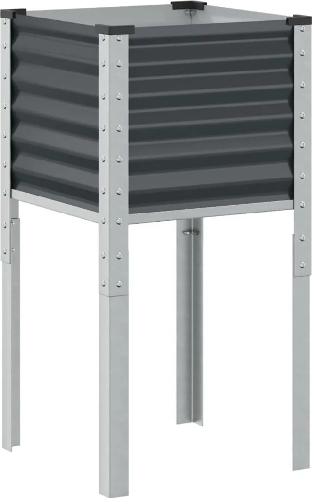Bac à plantes de jardin anthracite en acier robuste 45 x 45 x 88 cm
