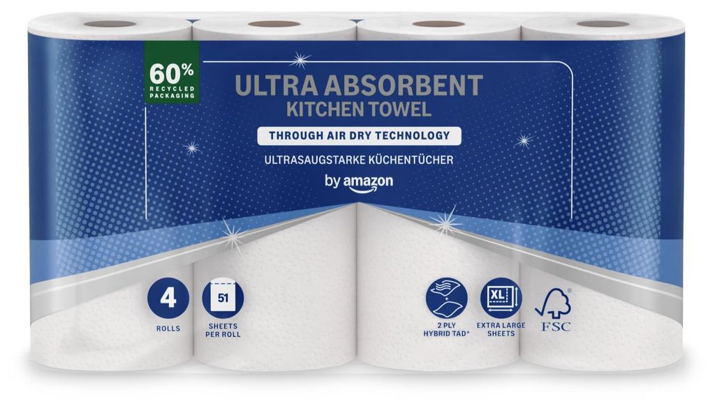 by Amazon Ultrasaugfähige TAD Küchenrolle, 4 Rollen, 51 Produktbild 