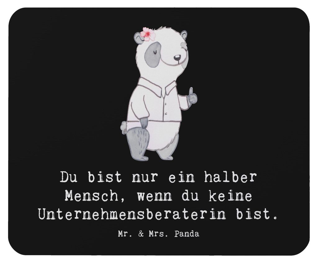 Mr. & Mrs. Panda Mauspad Unternehmensberaterin Herz - Schwarz - Geschenk, Mouse Pad, Mousepad, pc, computer, laptop