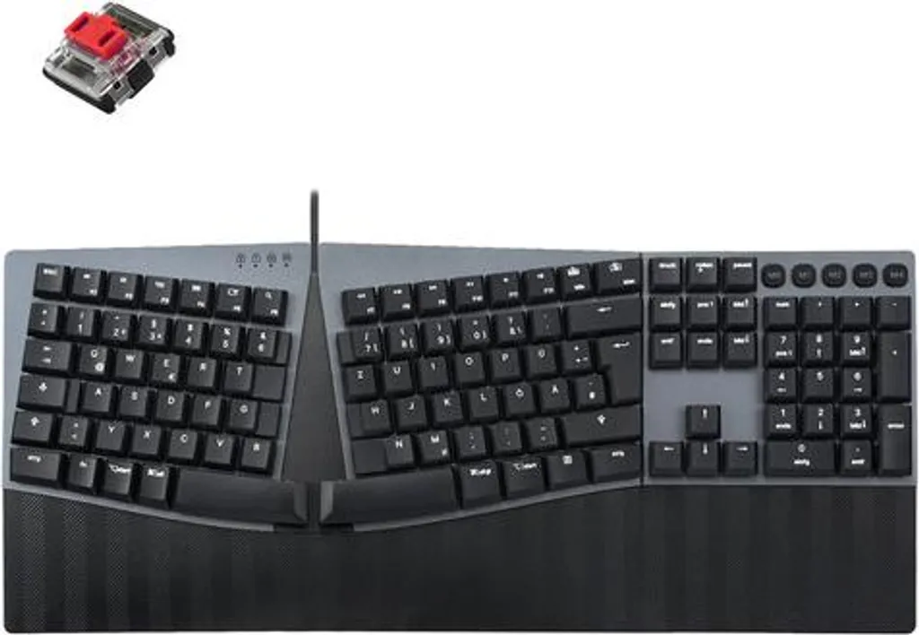 Perixx PERIBOARD-535 DE RD Clavier Mécanique Ergonomique Switchs Rouges - 12