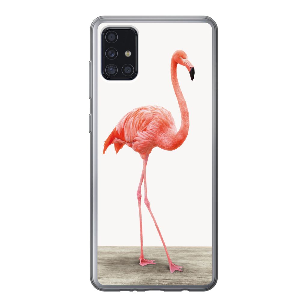 MuchoWow Handyhülle Schutzhülle Hülle für Samsung Galaxy A52 5G Flamingo - Rosa - Vogel - Mädchen - Jungen - Kind Silikon Softcase Handy Hü...