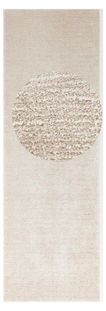 Teppich Kurzflor Modern Einfarbig für Wohnzimmer, Küche, Flur oder Schlafzimmer Beige 80x250 cm