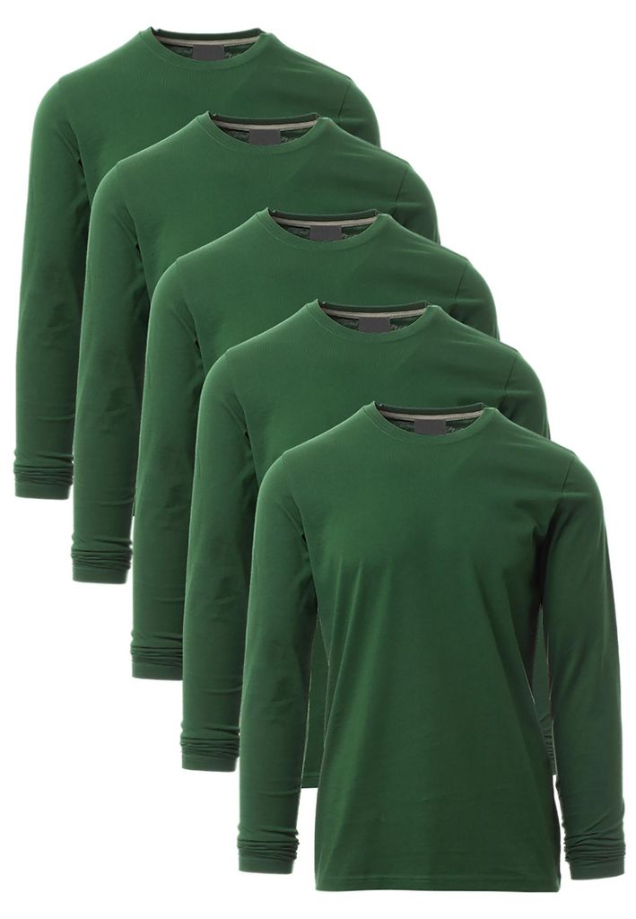 Mivaro Herren 5er Pack Langarmshirts Grün - 100% Baumwolle Produktbild 