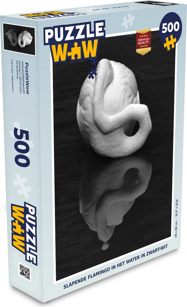 MuchoWow Puzzle 500 Teile Schlafender Flamingo im Wasser in schwarz und weiß - Denken - Spiel - Toy