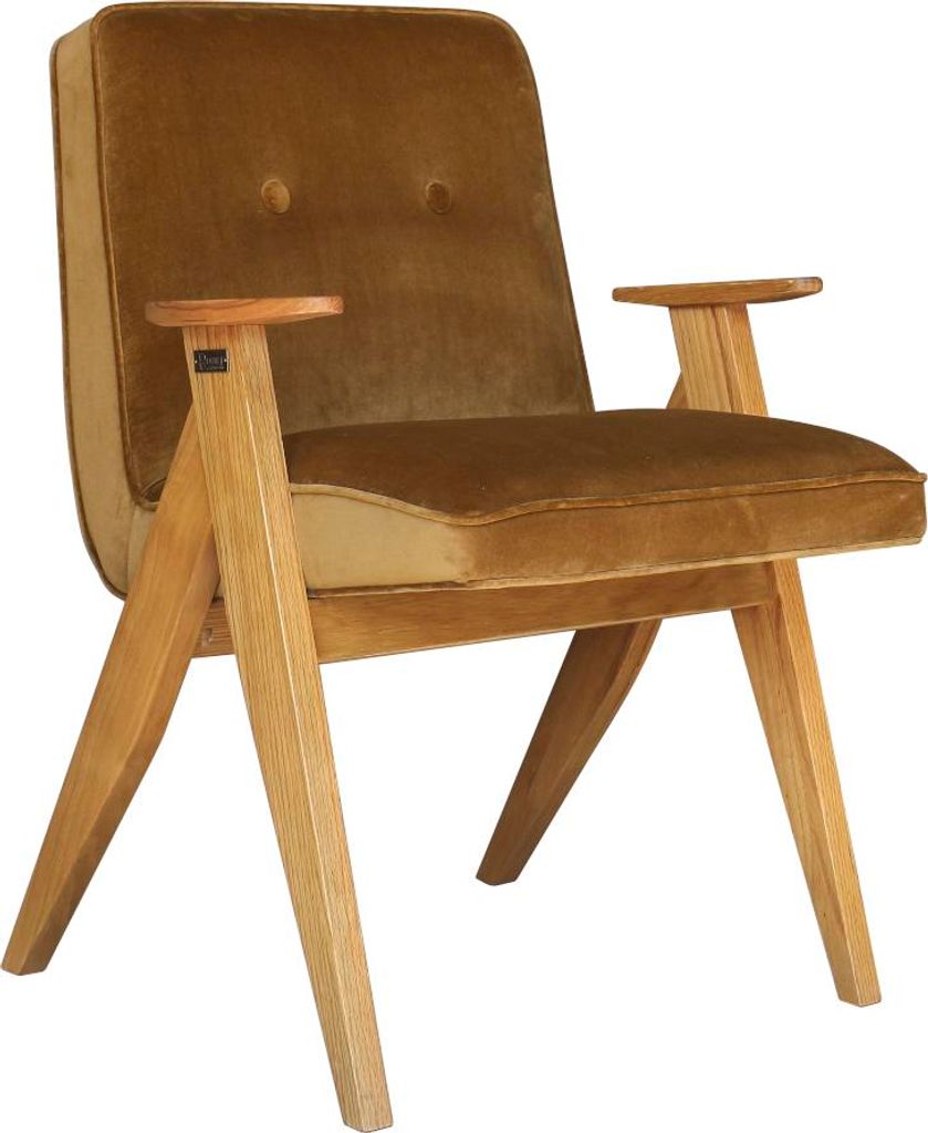 Sessel aus Eiche und Samt