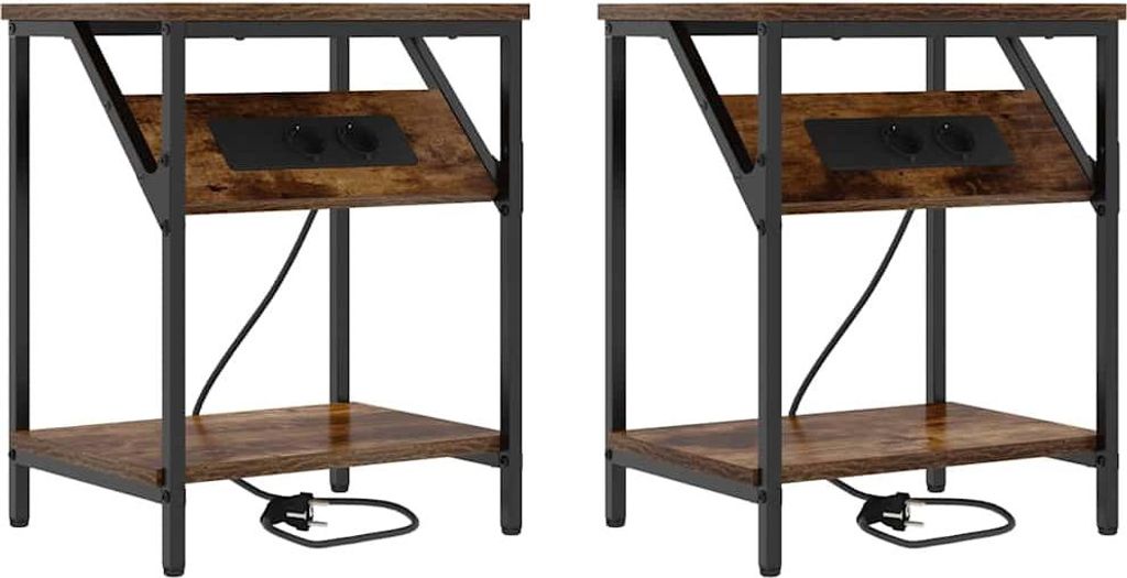 Nachttisch 2 pcs Geräucherte Eiche 38 x 30 x 48 cm