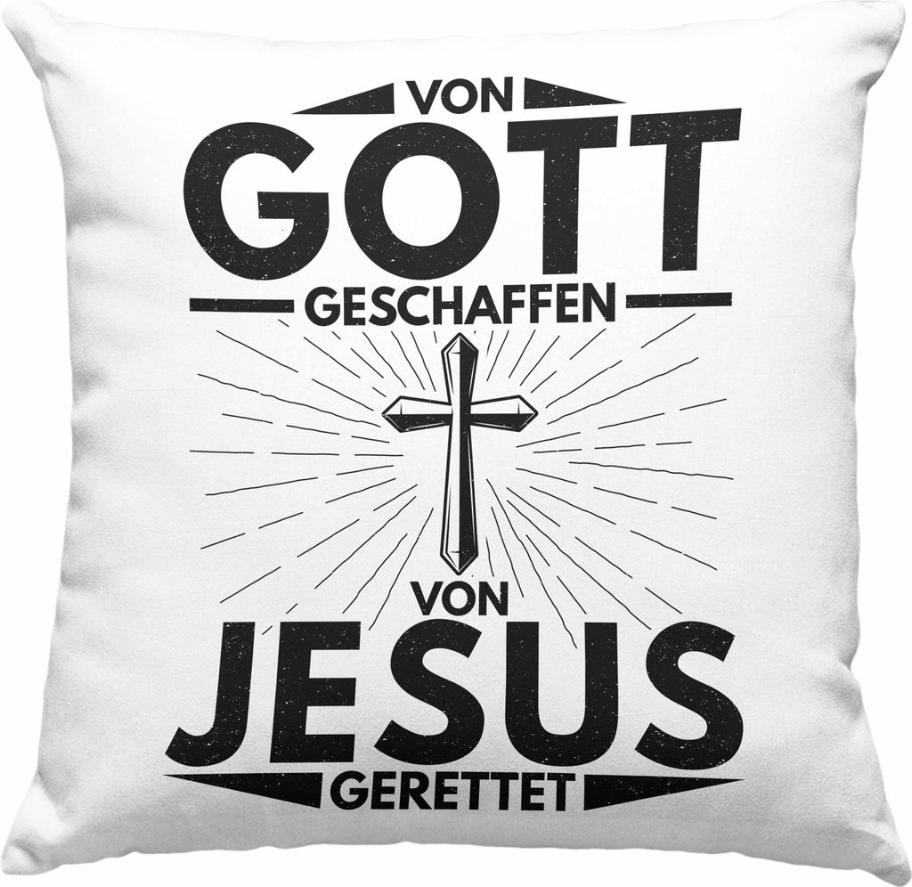 Trendation - Christentum Geschenk Deko-Kissen mit Füllung 40x40 Christ Kirche Galuben Geschenk Ostern (Rosa)