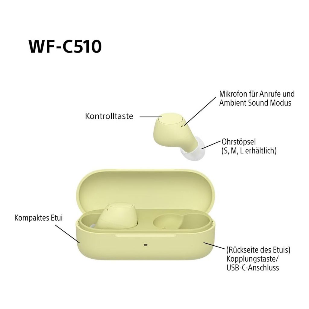 Sony WF-C510 - True Wireless-Kopfhörer mit Mikrofon gelb Produktbild 
