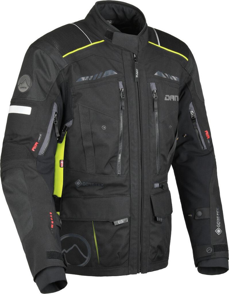 DANE Hornum wasserdichte Motorrad Textiljacke, schwarz/gelb, M