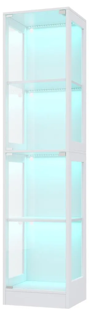 Meuble vitrine de collection avec éclairage LED connecté et 4 étagères - 8